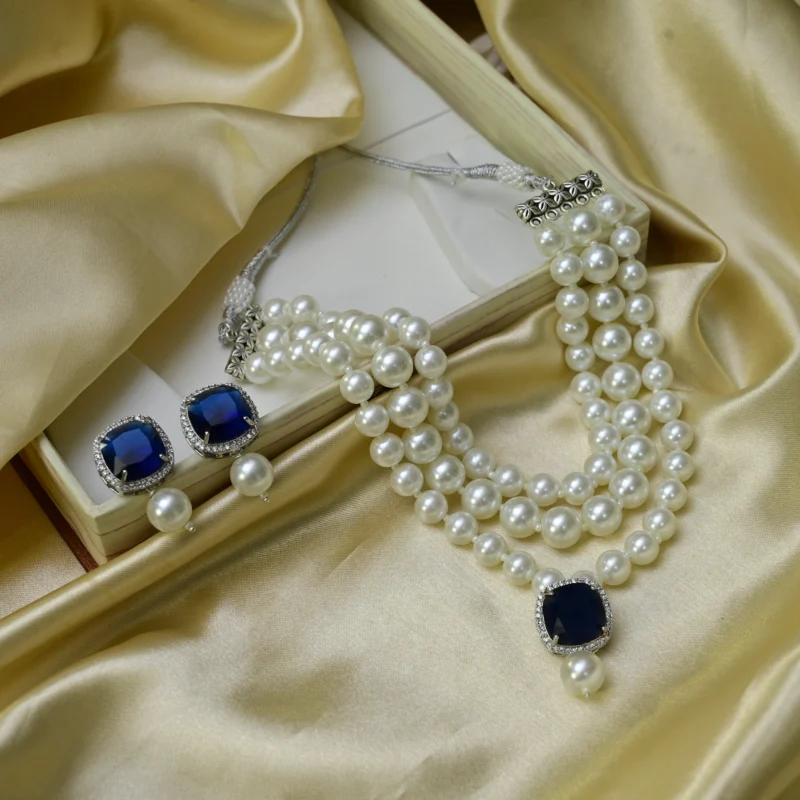 Regal Pearl & Sapphire Statement Necklace