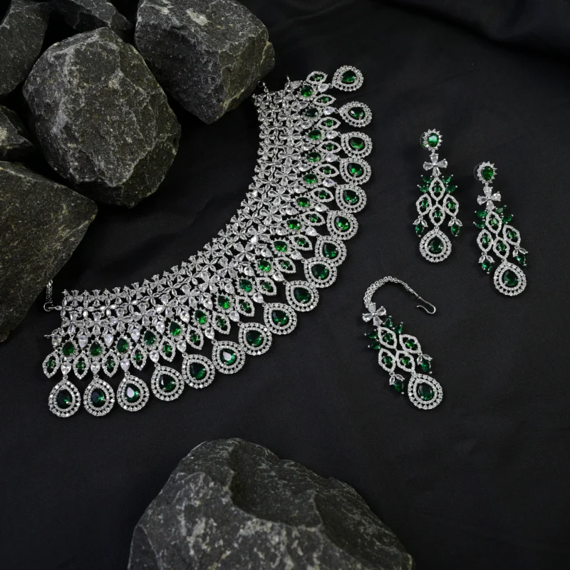 Cubic Zirconia Bridal Choker Set - Image 6
