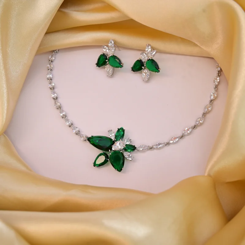 Emerald Bloom Crystal Necklace