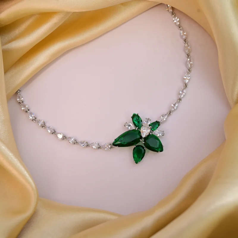 Emerald Bloom Crystal Necklace - Image 2