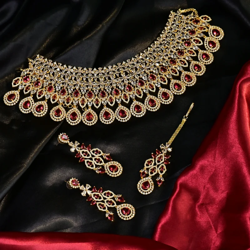 Cubic Zirconia Bridal Choker Set - Image 4