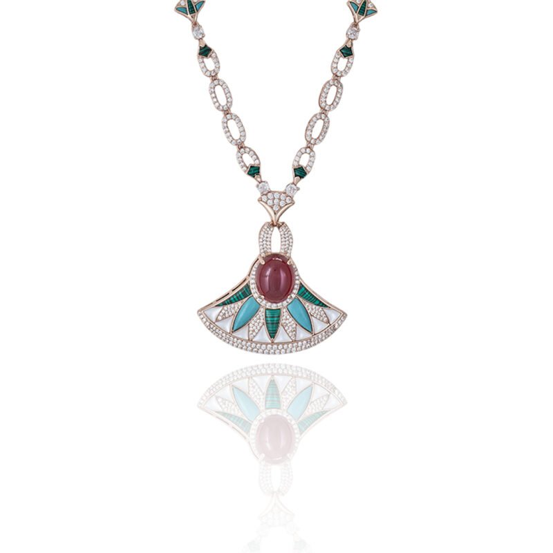 Fan-Shaped Ruby and Diamond Necklace - Image 6