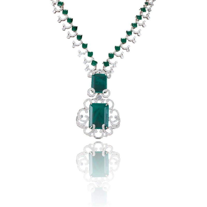 Emerald and Diamond Statement Necklace - Image 7