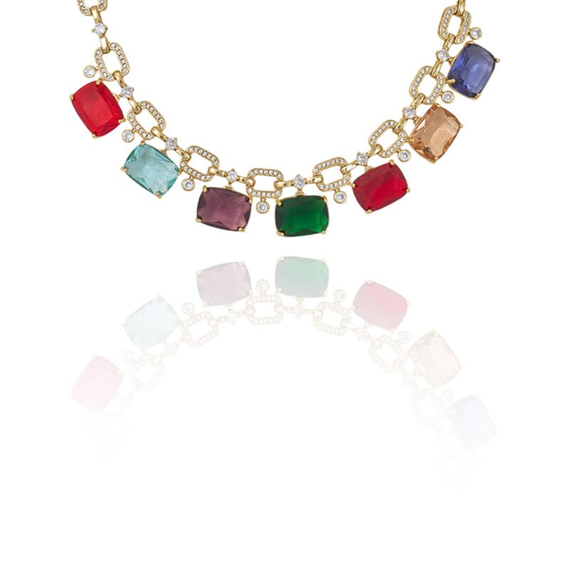 Golden Radiance Multi-Gem Necklace - Image 6