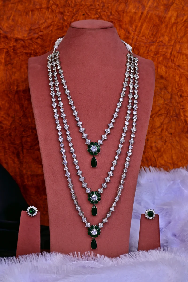 Diamond and Emerald Multi-Layer Necklace