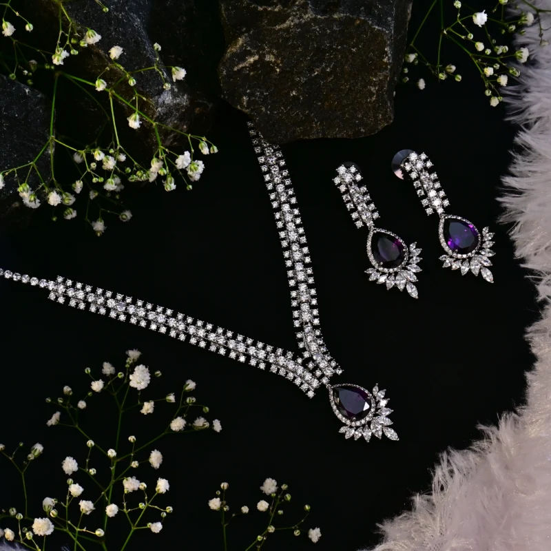 The Amethyst and Diamond V Necklace - Image 3