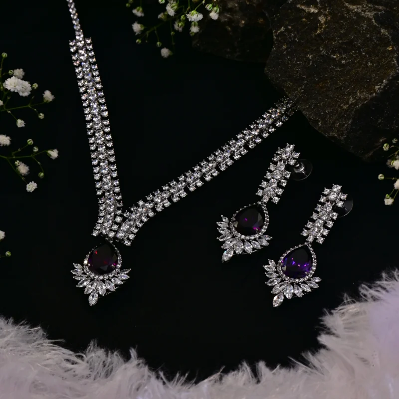 The Amethyst and Diamond V Necklace - Image 2