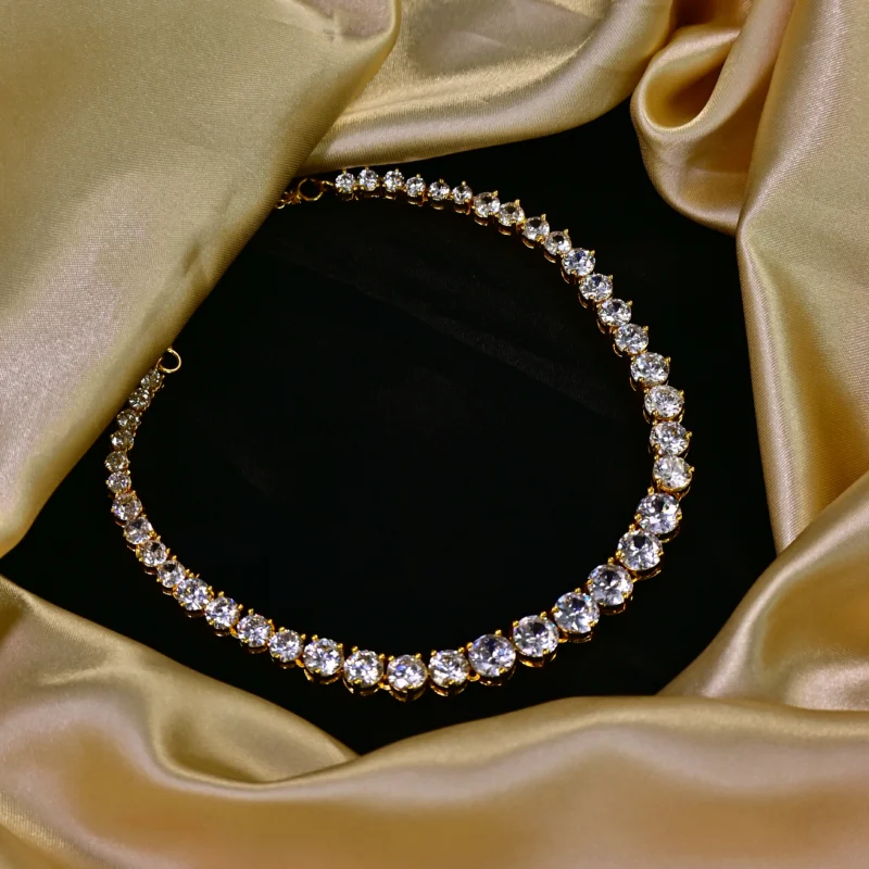 The Classic Gold Diamond Tennis Necklace - Image 5