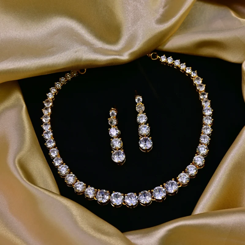 The Classic Gold Diamond Tennis Necklace - Image 4