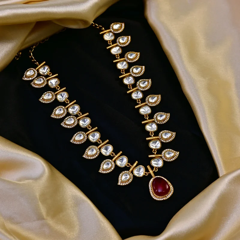 The Ruby and Pearl Teardrop Necklace - Image 4