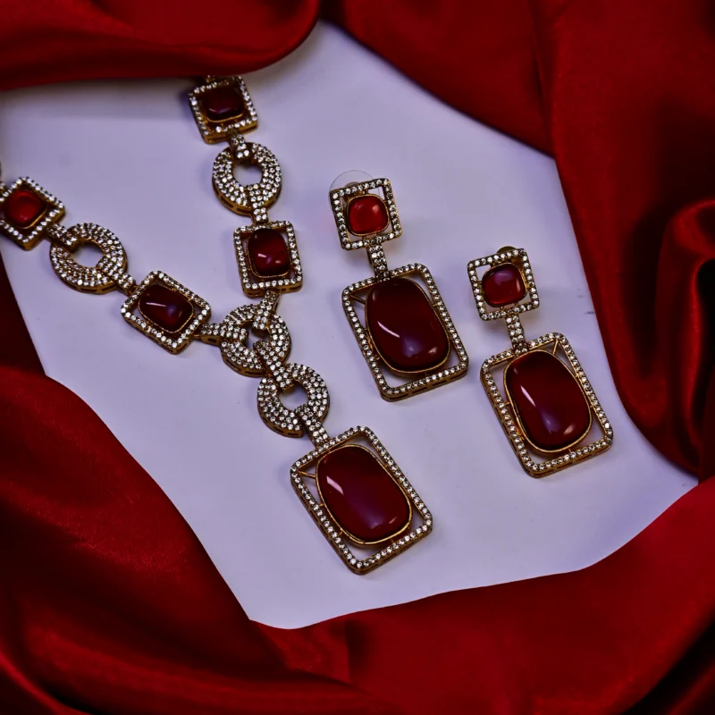 The Ruby and Diamond Geometric Necklace - Image 2