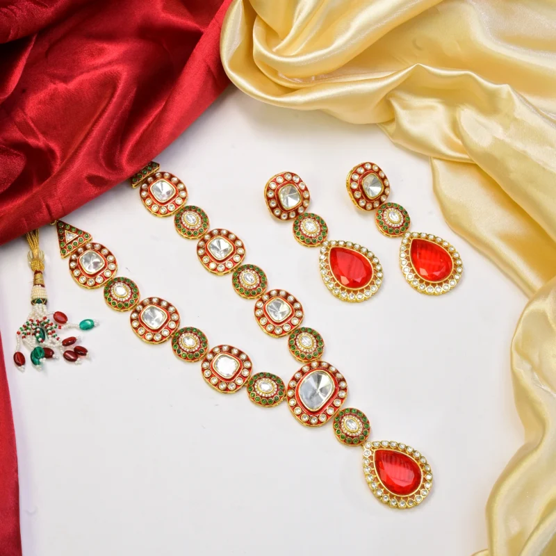 Kundan and Ruby Multi-Stone Necklace - Image 2