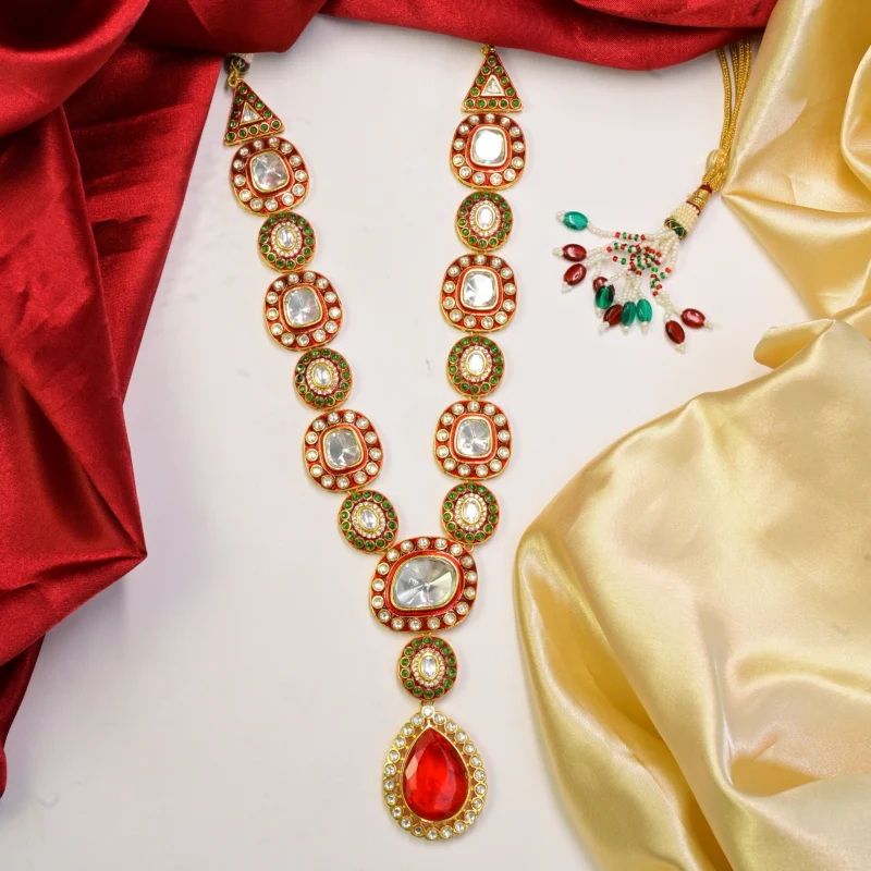 Kundan and Ruby Multi-Stone Necklace - Image 3