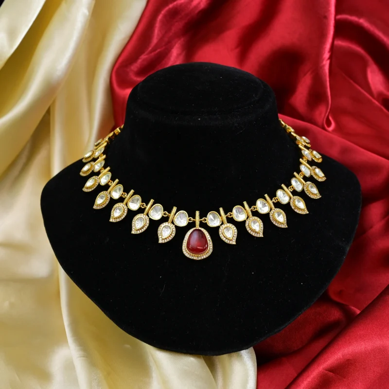 The Ruby and Pearl Teardrop Necklace - Image 3