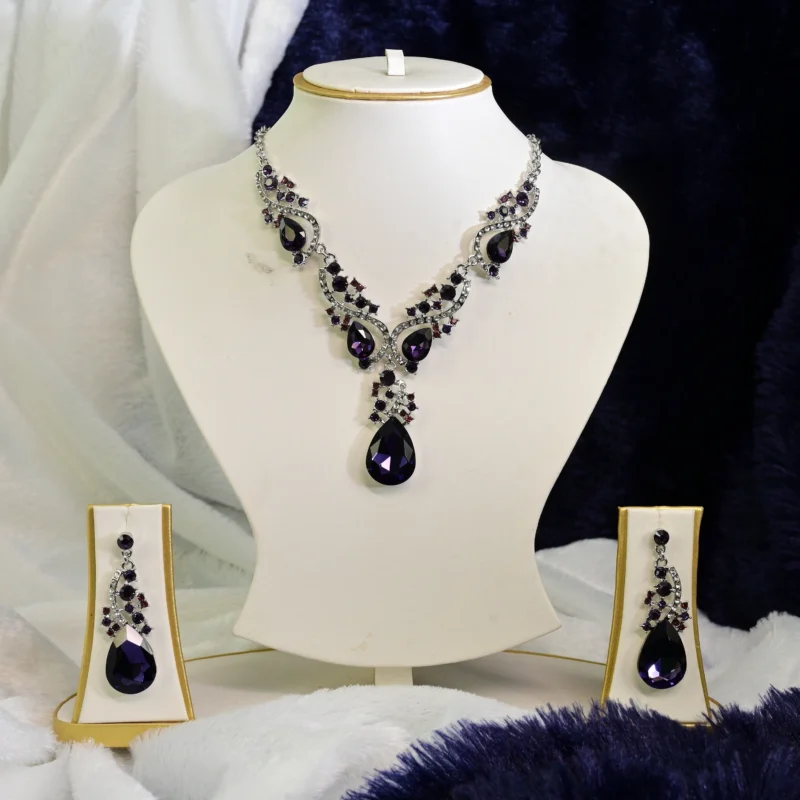 Amethyst and Ruby Floral Cascade Necklace