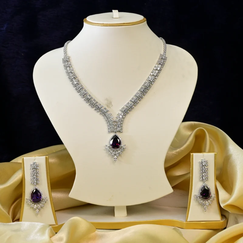 The Amethyst and Diamond V Necklace