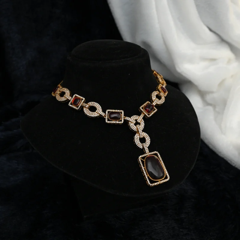 The Ruby and Diamond Geometric Necklace - Image 4