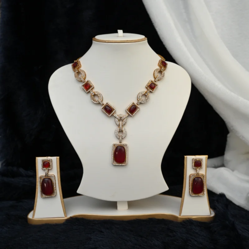 The Ruby and Diamond Geometric Necklace