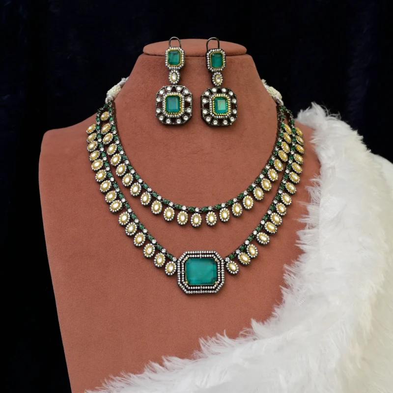Emerald and Diamond Double-Strand Necklace