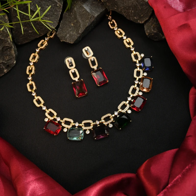 Golden Radiance Multi-Gem Necklace - Image 4