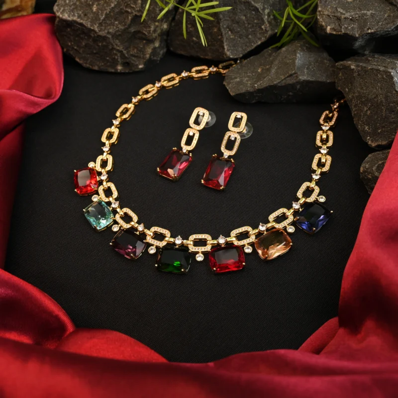 Golden Radiance Multi-Gem Necklace
