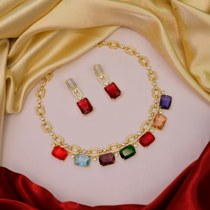 Golden Radiance Multi-Gem Necklace - Image 2
