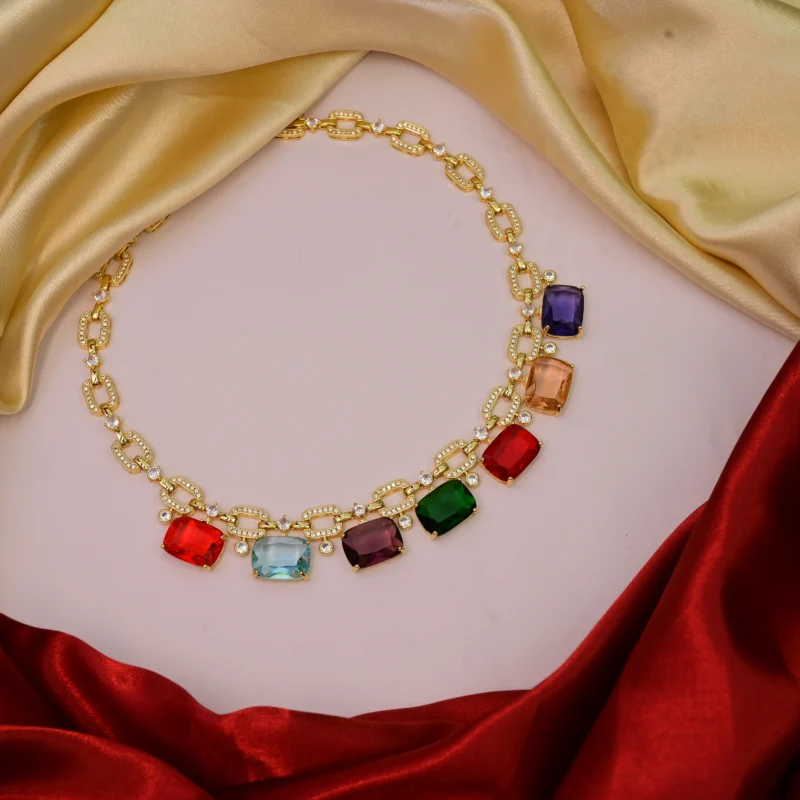Golden Radiance Multi-Gem Necklace - Image 3