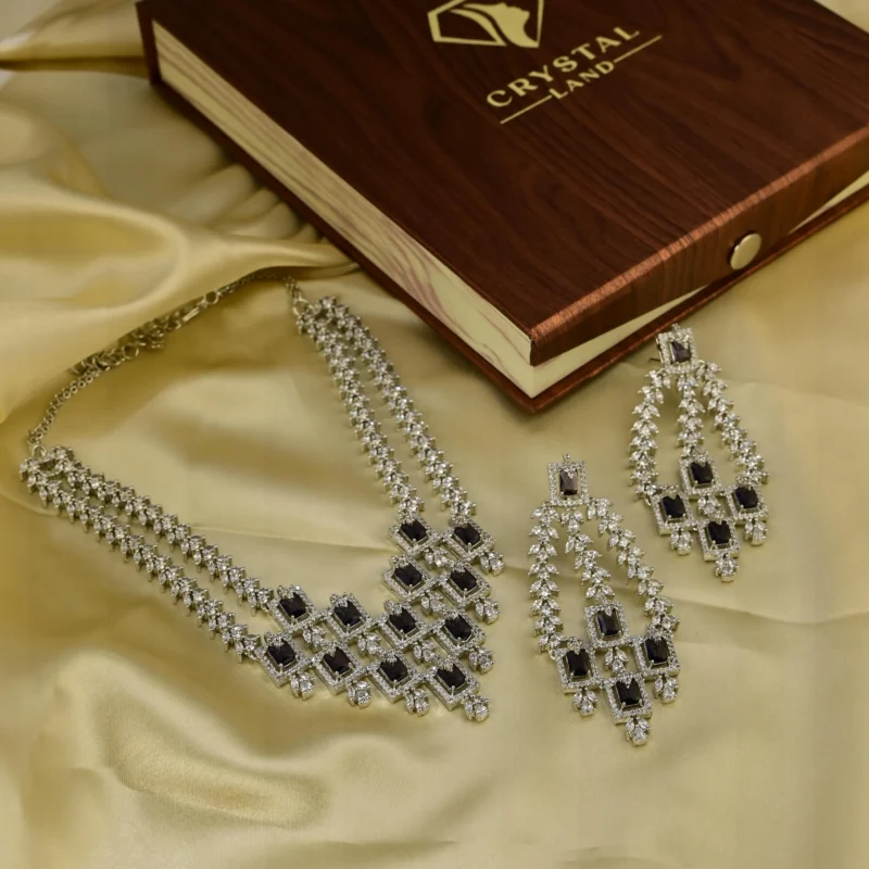 Purple Amethyst and Diamond V-Shaped Necklace