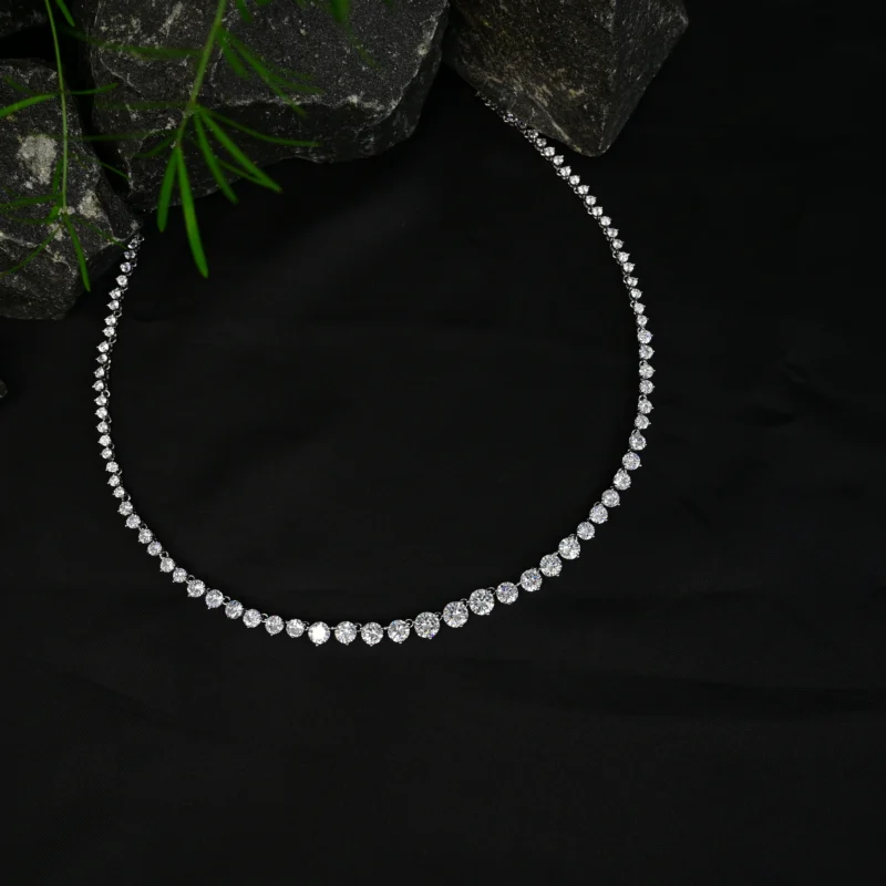 The Classic Gold Diamond Tennis Necklace - Image 8