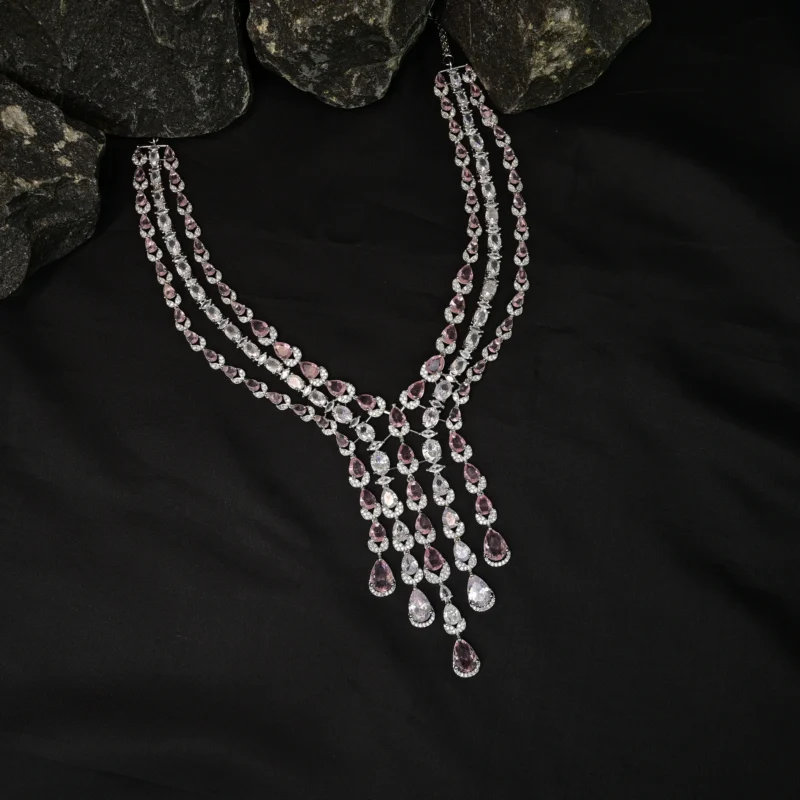 Lavender Diamond Drop Necklace - Image 3