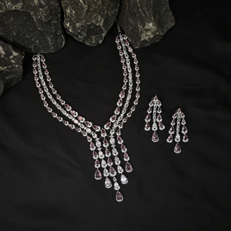 Lavender Diamond Drop Necklace - Image 4