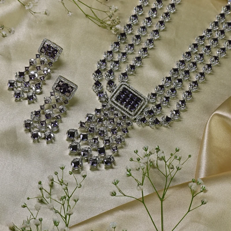Amethyst and Diamond Chandelier Necklace