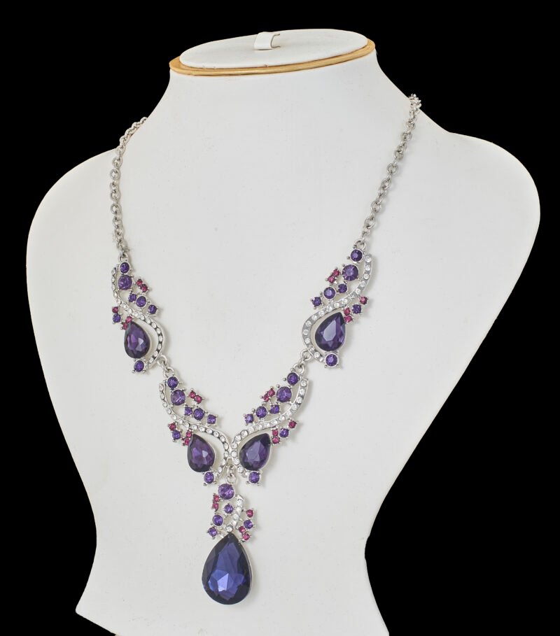 Amethyst and Ruby Floral Cascade Necklace - Image 6