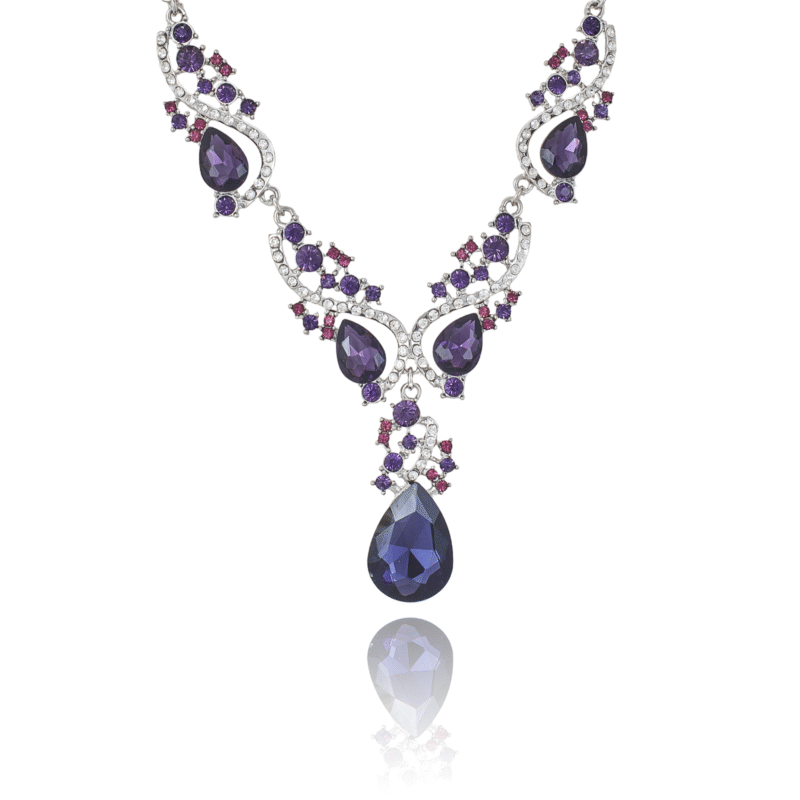 Amethyst and Ruby Floral Cascade Necklace - Image 7