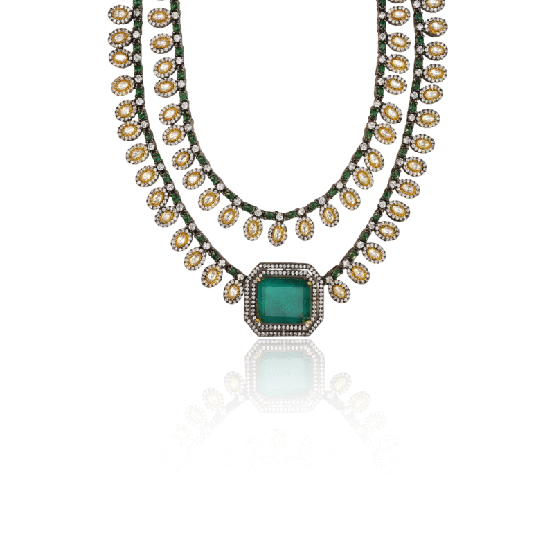 Emerald and Diamond Double-Strand Necklace - Image 5
