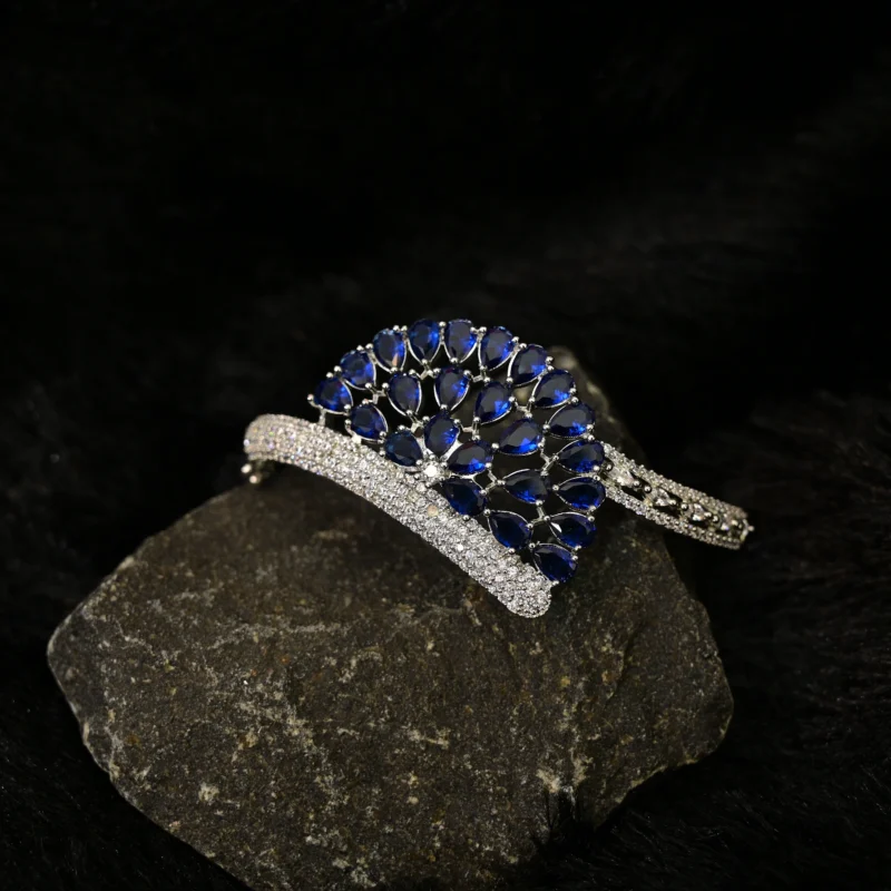 Sapphire Bloom Fan Bangle - Image 3