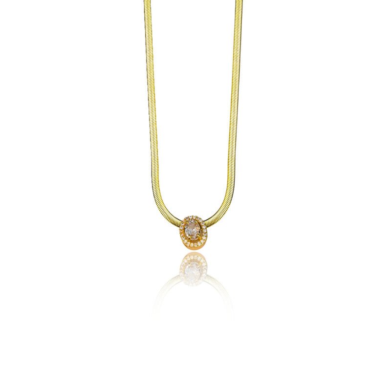 Elysian Oval Solitaire Gold Necklace - Image 3