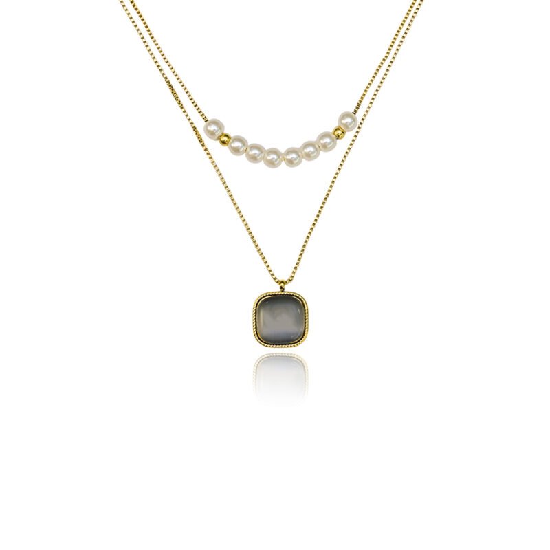 Pearl Whisper Dual-Layer Pendant Necklace - Image 4