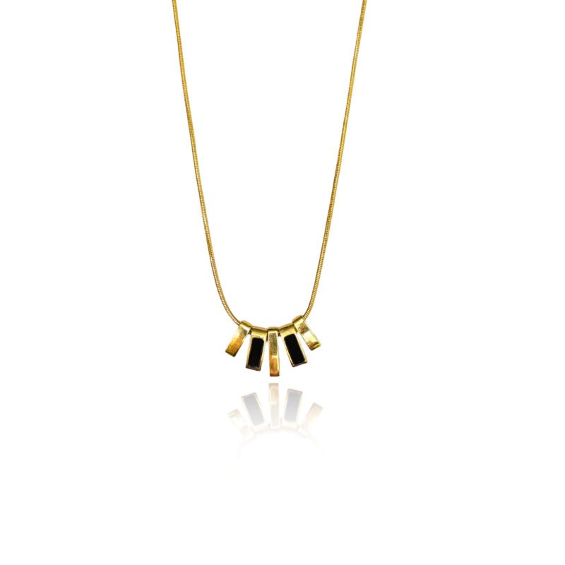 Luxe Radiance Black Enamel Pendant Necklace - Image 5