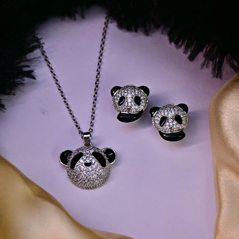 Glittering Panda Charm Pendant Set - Image 5