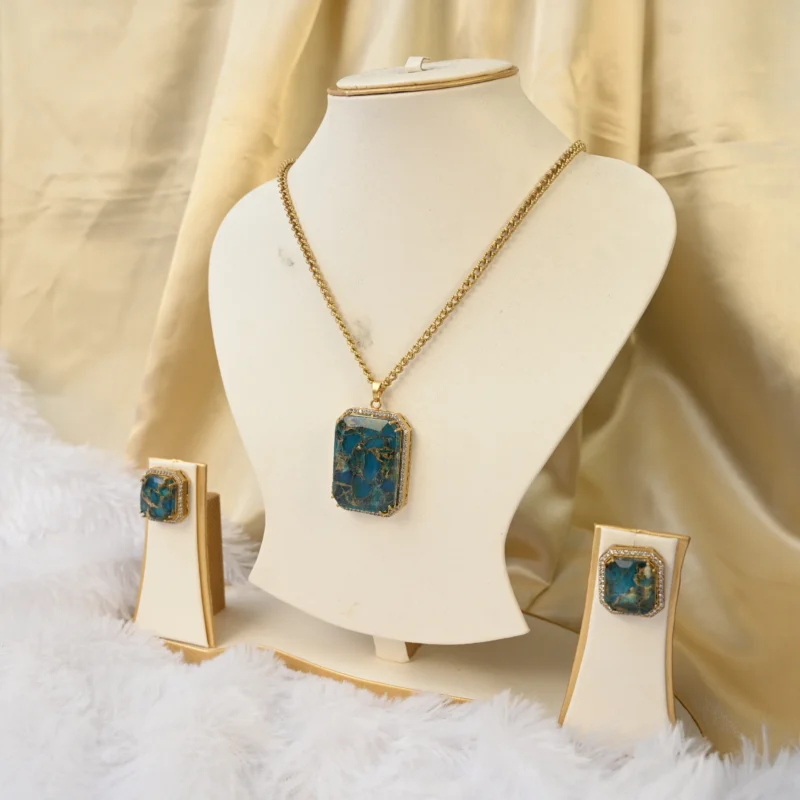 Ocean Marble Elegance Pendant Set - Image 3