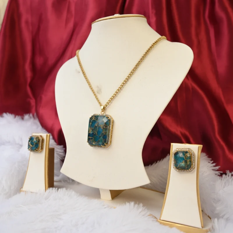 Ocean Marble Elegance Pendant Set - Image 2