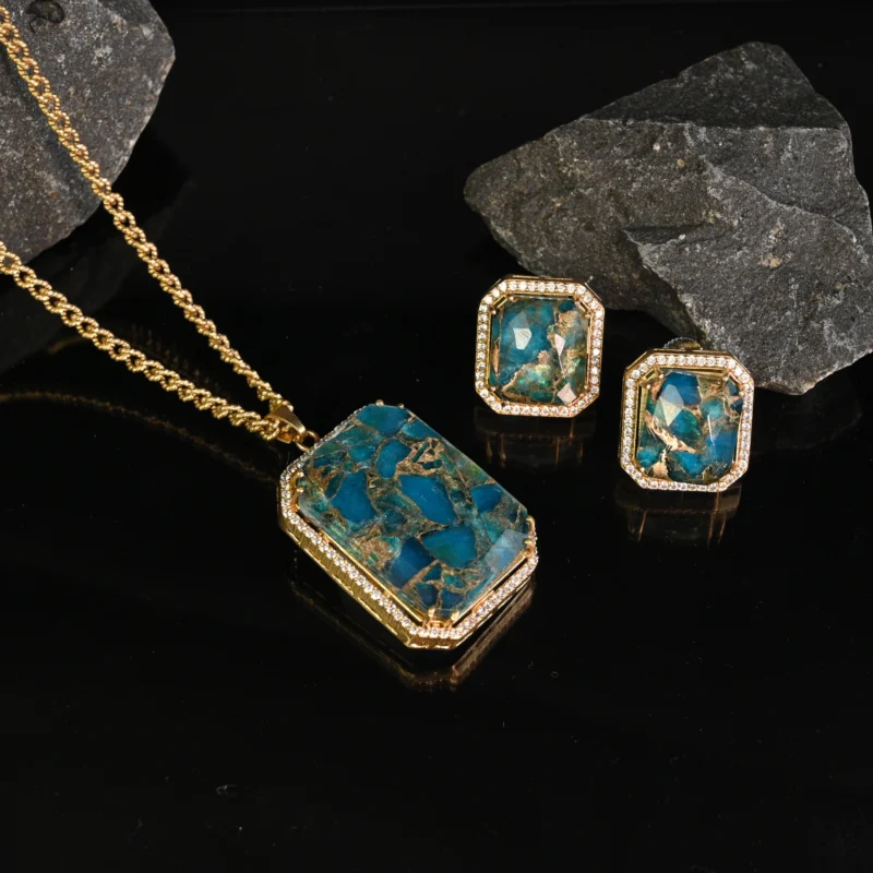 Ocean Marble Elegance Pendant Set - Image 4