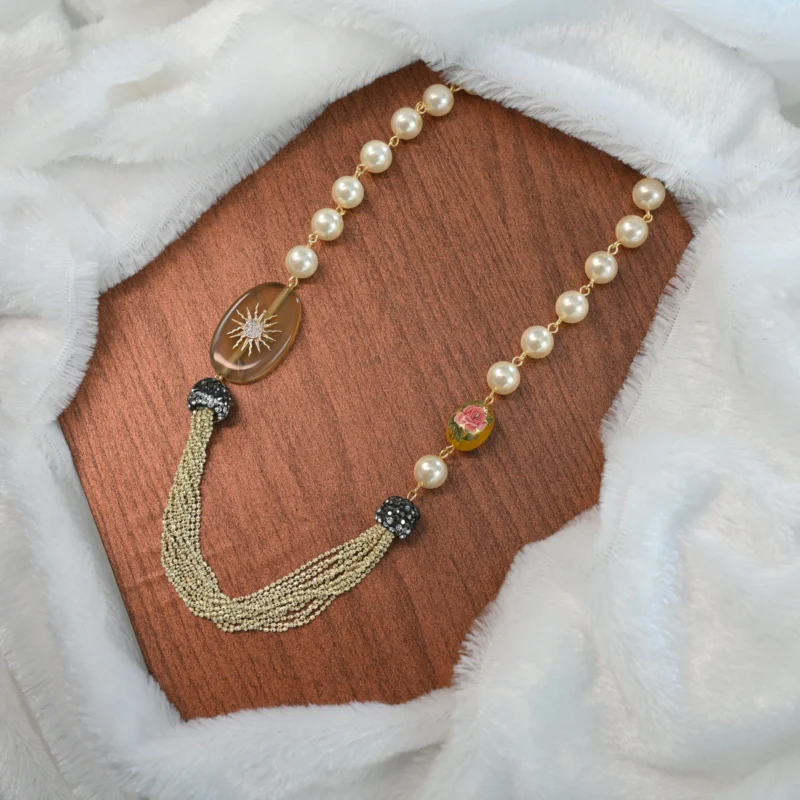 Vintage Pearl Tassel Statement Necklace