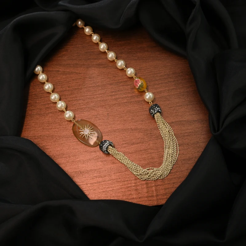 Vintage Pearl Tassel Statement Necklace - Image 4