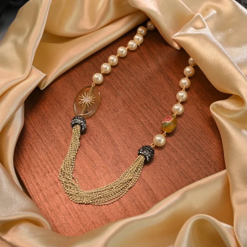 Vintage Pearl Tassel Statement Necklace - Image 5