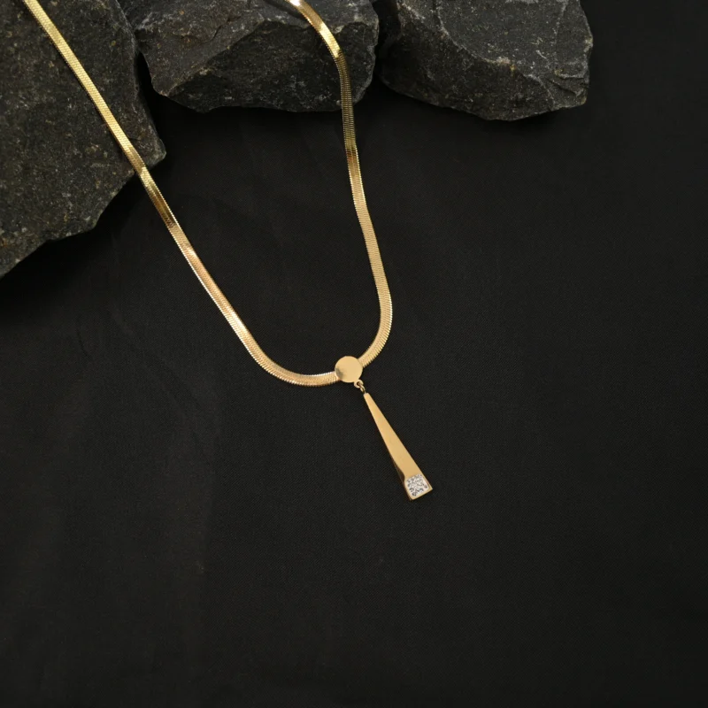 Elegant Gold-Tone Drop Pendant Necklace