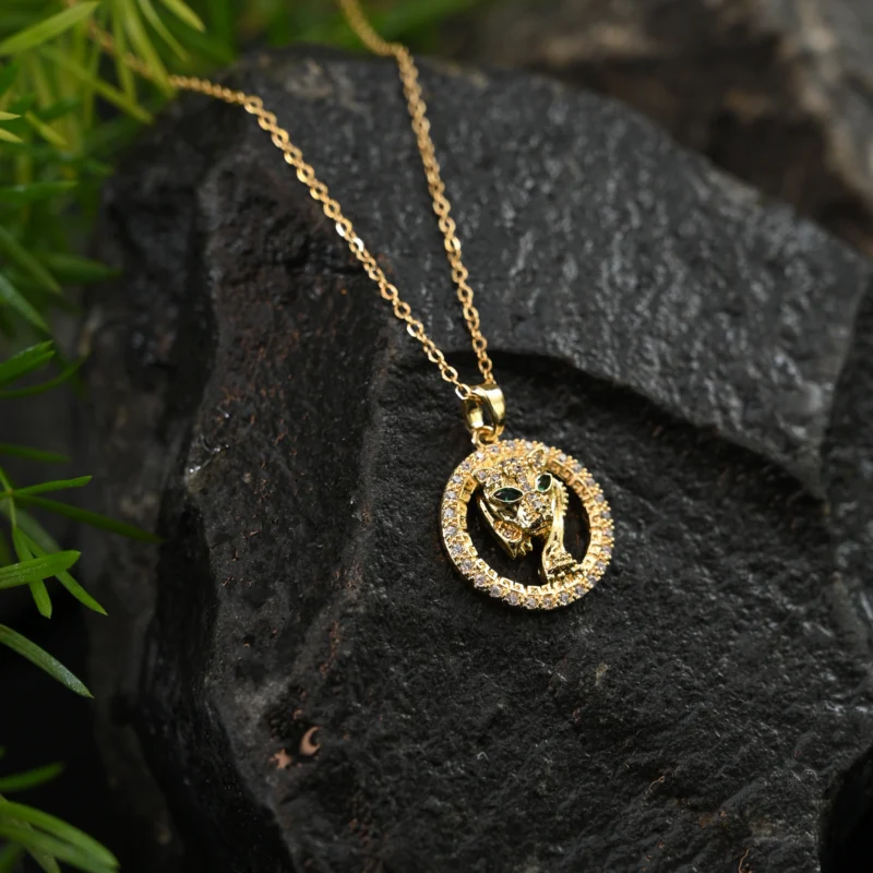 Regal Panther Rose Gold Plated Necklace Set - Image 3