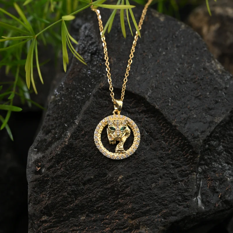 Regal Panther Rose Gold Plated Necklace Set - Image 4
