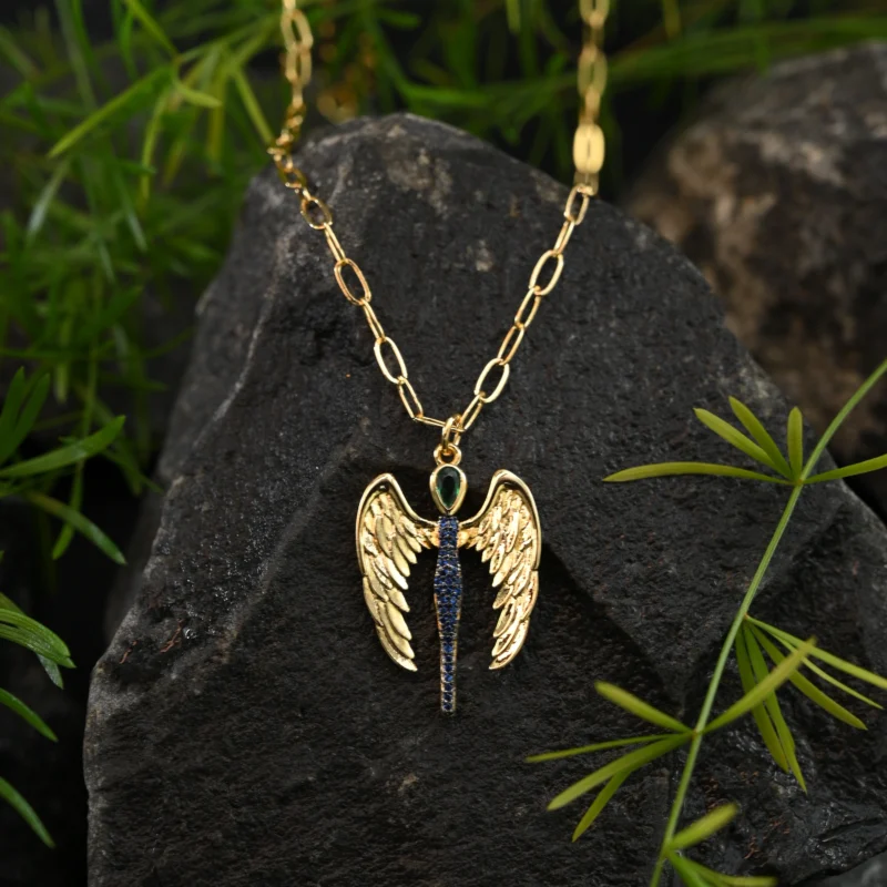 Celestial Winged Angel Pendant Necklace